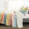 Blue Yellow Pink Cotton Quilt Set 3-Piece Lightweight Bedding